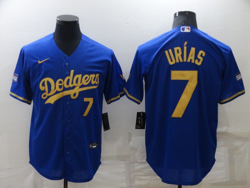 Men Los Angeles Dodgers #7 Urias Blue gilt character Nike Game 2022 MLB Jersey
